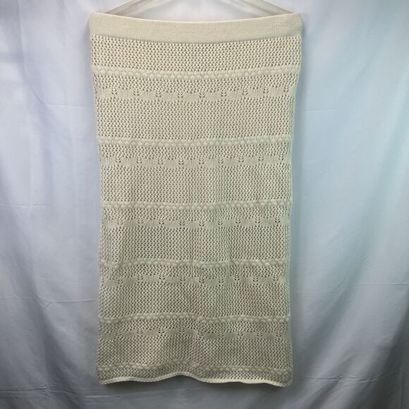 Haute Hippie Knit Crochet Midi Skirt Size XL Cream Boho Indie - Picture 4 of 9